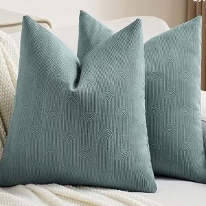 Set Of 2 Elegant Blue/ Gray Accent Pillow Covers Size 18 X 18